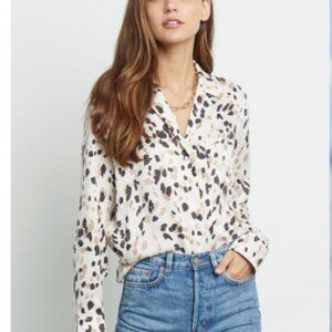 Rails Rebel Silk Abstract Animal Print Top Neutral